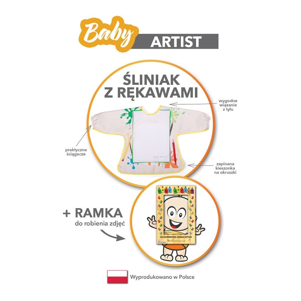Baby Artist Śliniak z Rękawami - Wodoodporny, Kreatywny i Praktyczny dla Dzieci
